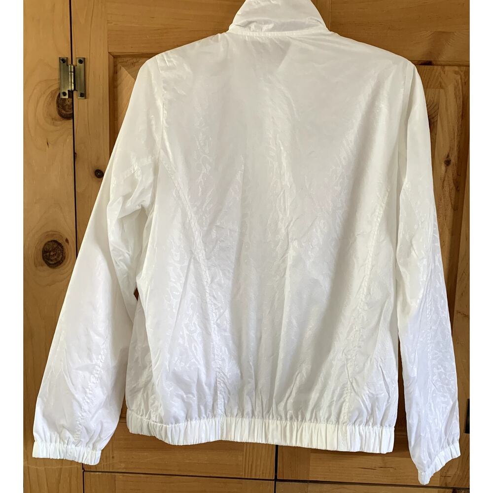 White Windbreaker Imprint Fabric Women's Size L? - Picture 5 of 8